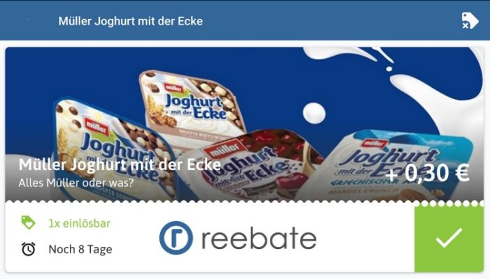 Gratis Muller Joghurt Mit Der Ecke Dank Reebate App