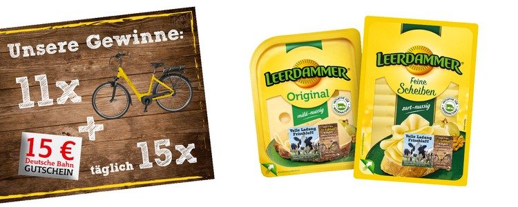 Leerdammer Gewinnspiel EBikes und BahnGutscheine abstauben