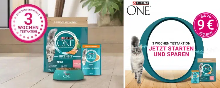 3 Wochen Testaktion von Purina; Katzenfutter gratis testen