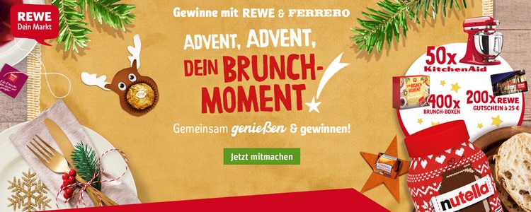 Ferrero Weihnachten 2022 Gewinnspiel Ferrero BrunchGewinnspiel von REWE Chance auf über 600 Preise