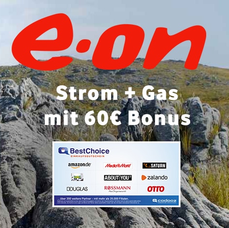 🔌 Strom & Gas bei E.ON + 60€ BestChoice-/Amazon.de Gutschein