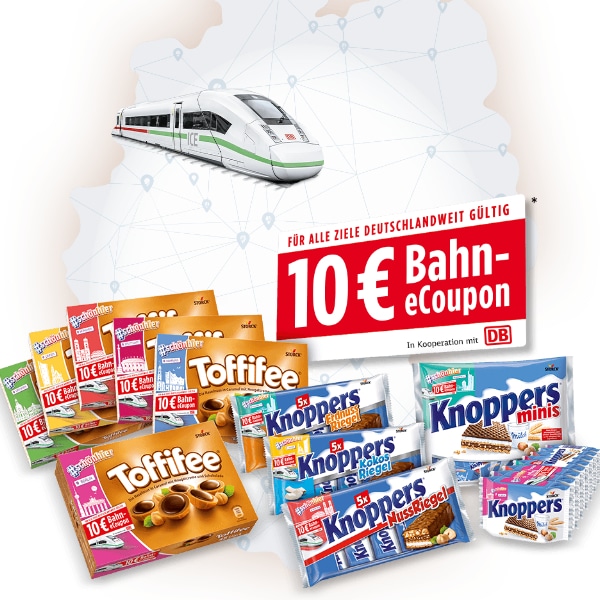 Gratis BahneCoupon für Aktionspackungen von Toffifee und