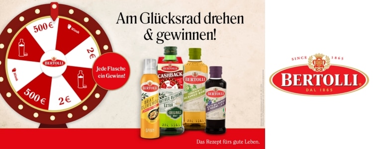 Bertolli Gewinnspiel: Jede Flasche gewinnt; Glücksrad