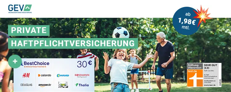 Bonus-Deal GEV Haftpflichtversicherung 30€