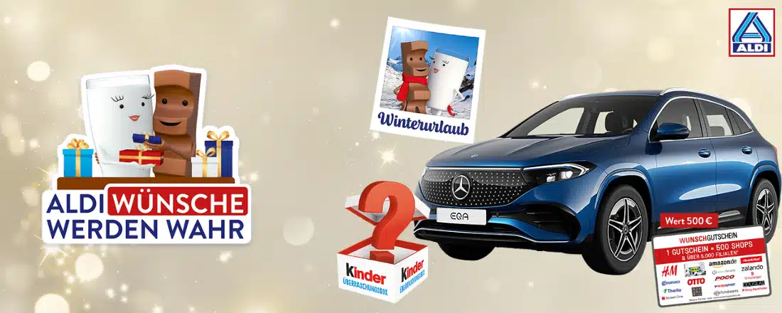 Ferrero-Gewinnspiel von ALDI Nord; Mercedes-Benz; Apple iPad; Wunschgutschein; Überraschungspaket