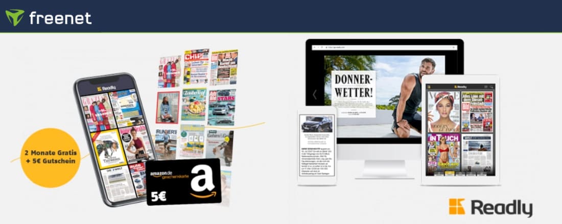 Amazon-Gutschein Readly für 5€ Gratis 2 Monate