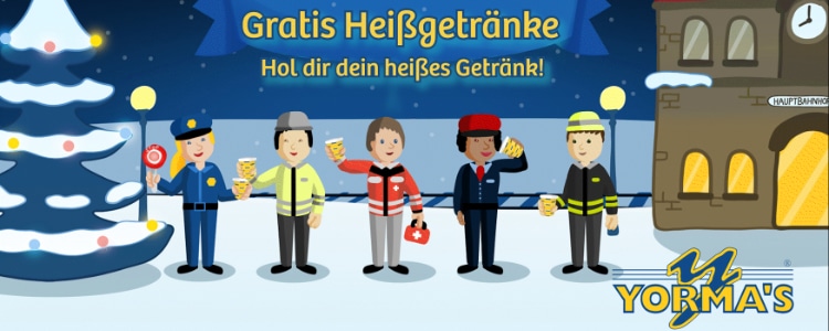 Gratis Getränk von Yorma's an Weihnachten