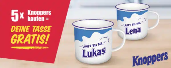 Knoppers Tasse Gratis Sichern Codes Eingeben Gestalten