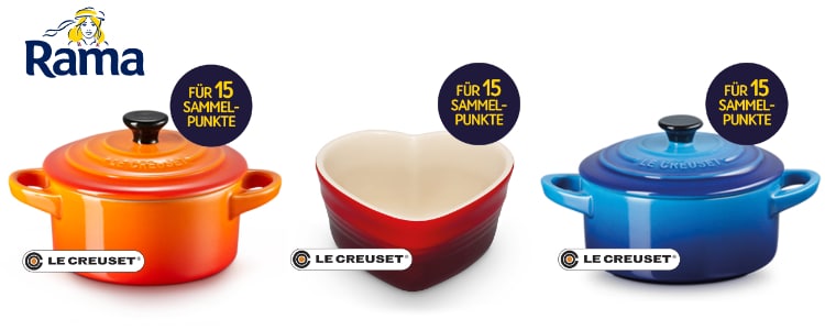 Rama Aktion; Töpfe und Backform von Le Creuset