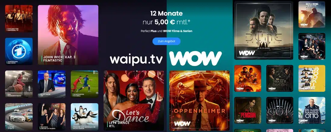 waipu.tv + WOW für 12 Monate