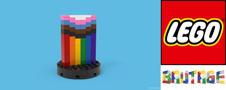 In LEGO®-Stores LEGO® Fortschritts-Prideflagge bauen und behalten