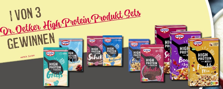 Dr. Oetker-Gewinnspiel von myTime; diverse High Protein Produkte