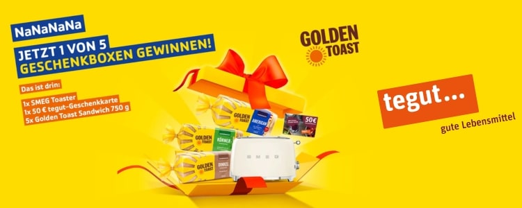 tegut...-Gewinnspiel Golden Toast Geschenkpaket