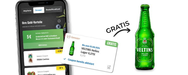 Edeka Genuss App; gratis Veltins Bier 