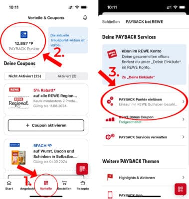 REWE App Payback-Coupon