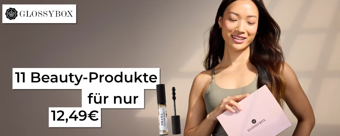 Glossybox 2-für-1-Deal; Frau mit Glossybox; Mascara