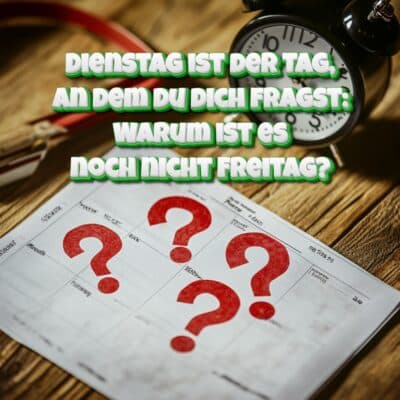 Dienstag ist der Tag, an dem du dich fragst: Warum ist es noch nicht Freitag?