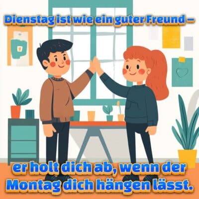 Dienstag ist wie ein guter Freund – er holt dich ab, wenn der Montag dich hängen lässt.