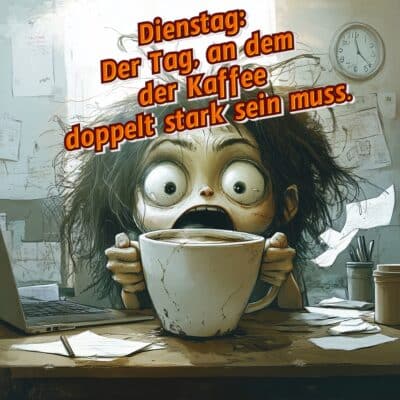 Dienstag: Der Tag, an dem der Kaffee doppelt stark sein muss.