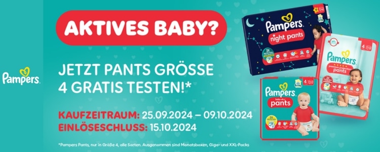 Pampers Pants in der Größe 4 gratis testen