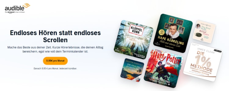 Audible 3 Monate für je 0,99€ pro Monat