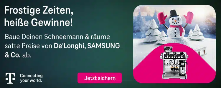 Telekom-Winter-GEwinnspiel; Schneemann; Siebträgermaschine