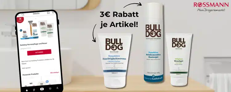 Bulldog-Produkte mit 3€ Rabatt dank Rossmann-App