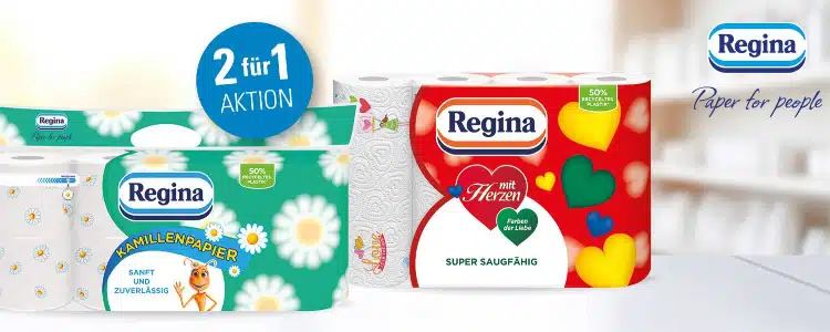 2-für-1-Aktion Regina Toilettenpapier, Küchenpapier